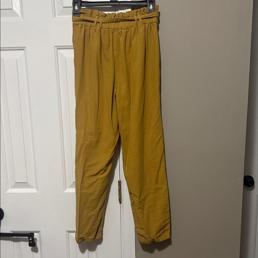 🌻 American Eagle Linen Blend Paperbag Waist Pants – Mustard Yellow (XS) - Picture 4 of 11